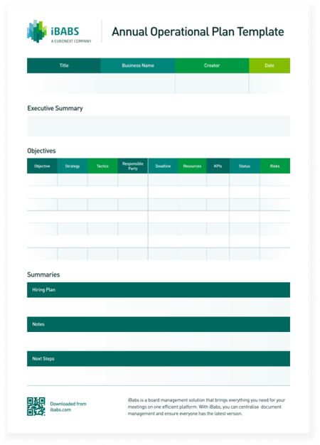 Operational Board Board Meeting Templates Kit | iBabs